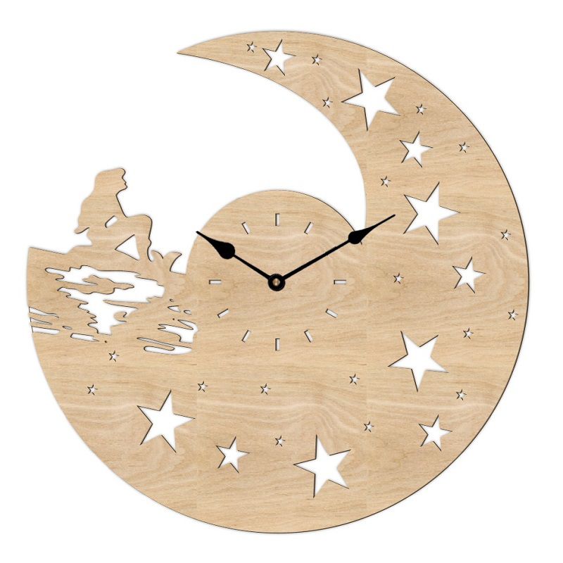 Mermaid on The Moon Wall Clock Laser Cut File