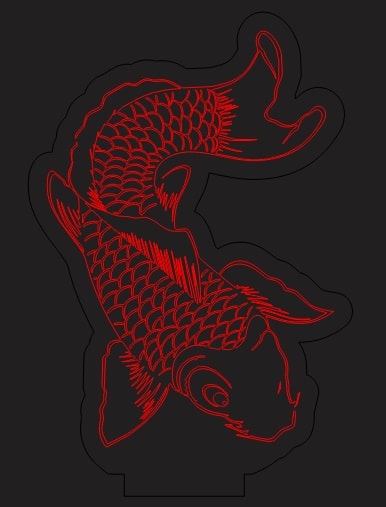Cat Fish 3D Illusion Lamp Night Light Laser Engraving File