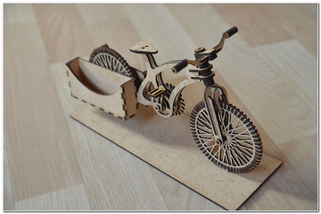 Vintage Classic Wooden Bicycle Business Card Holder Laser Cut File