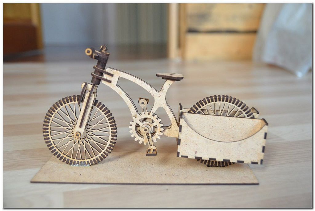 Vintage Classic Wooden Bicycle Business Card Holder Laser Cut File