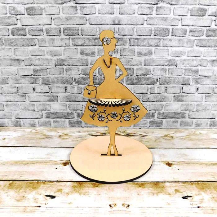 Shopping Lady Napkin Holder for Dining Laser Cut File