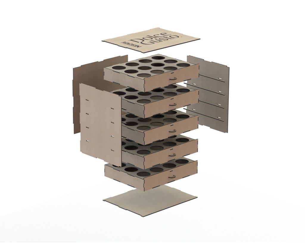 Wooden Coffee Capsule Drawers Laser Cut File