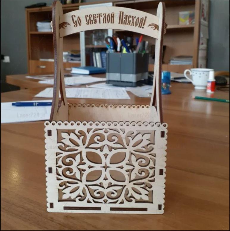 Decorative Flower Basket for Easter Laser Cut File