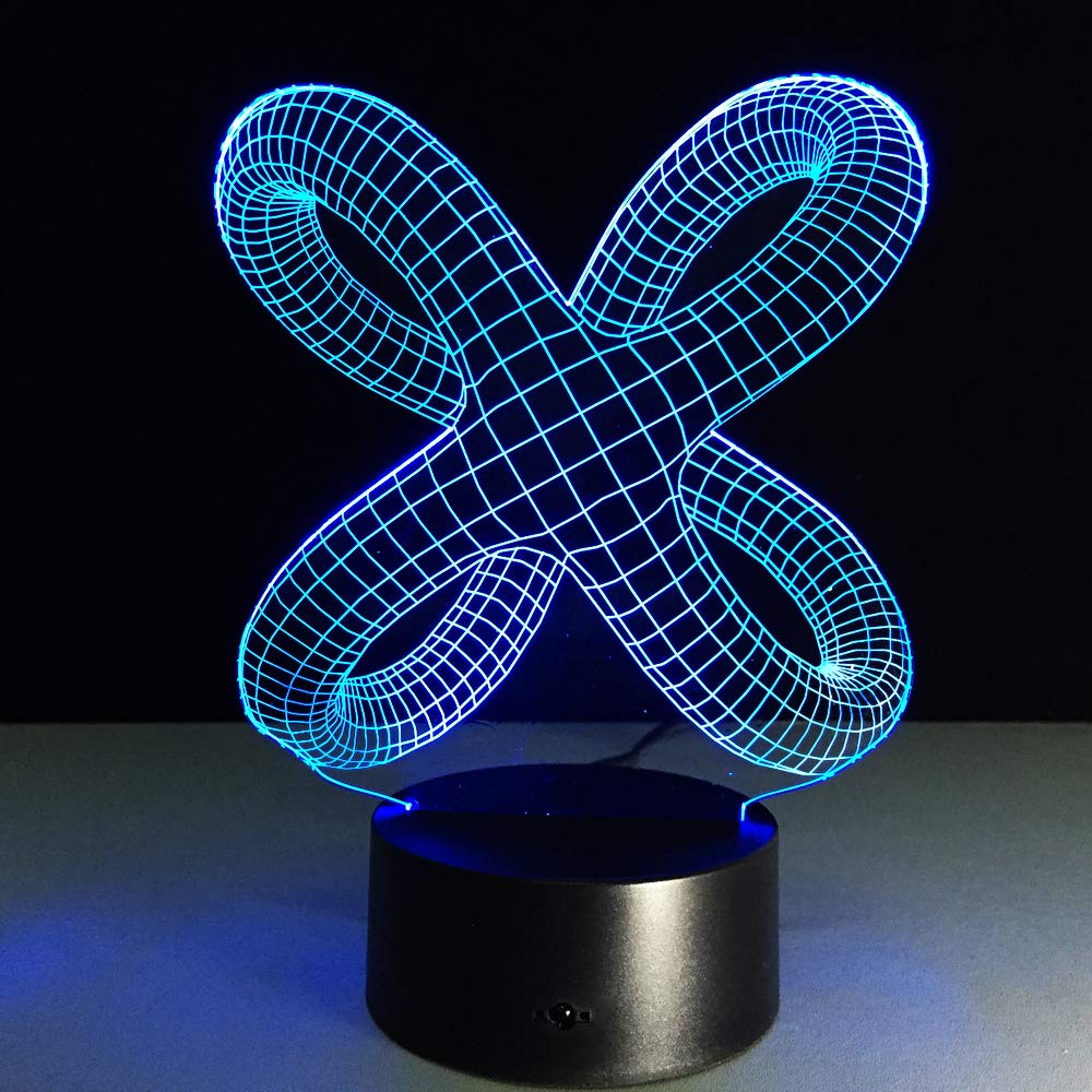 Laser Engraved Twisted Knot 3D Illusion Night Light Lamp