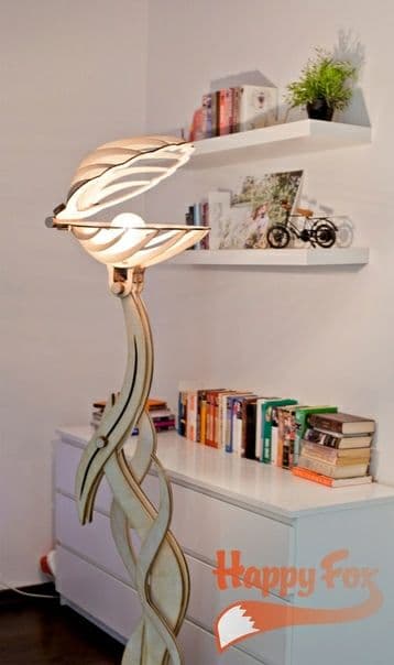 Laser Cut Wooden Seashell Adjustable Floor Lamp