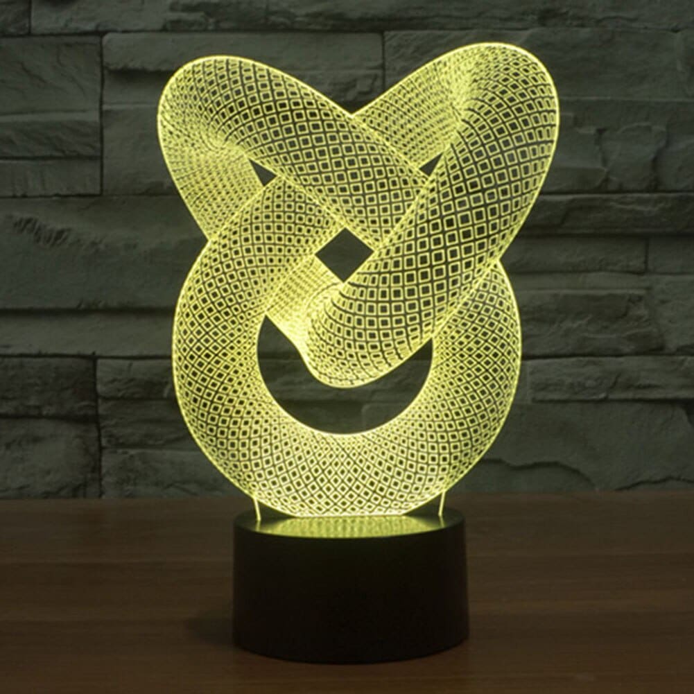 Laser Engraved Love Knot 3D Illusion Lamp