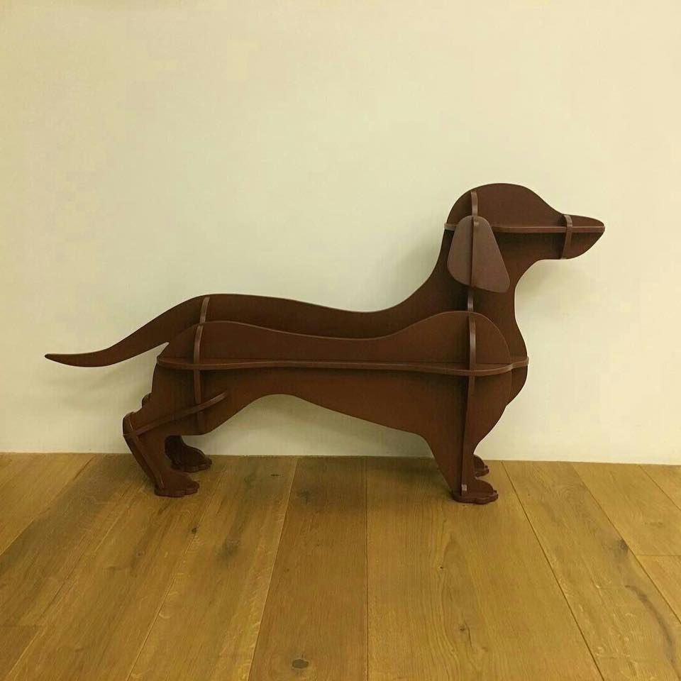 Dachshund Dog Bookcase Animal Shaped Shelf Storage Rack