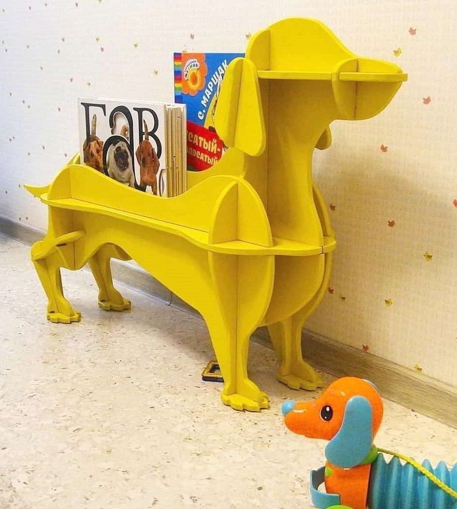 Dachshund Dog Bookcase Animal Shaped Shelf Storage Rack