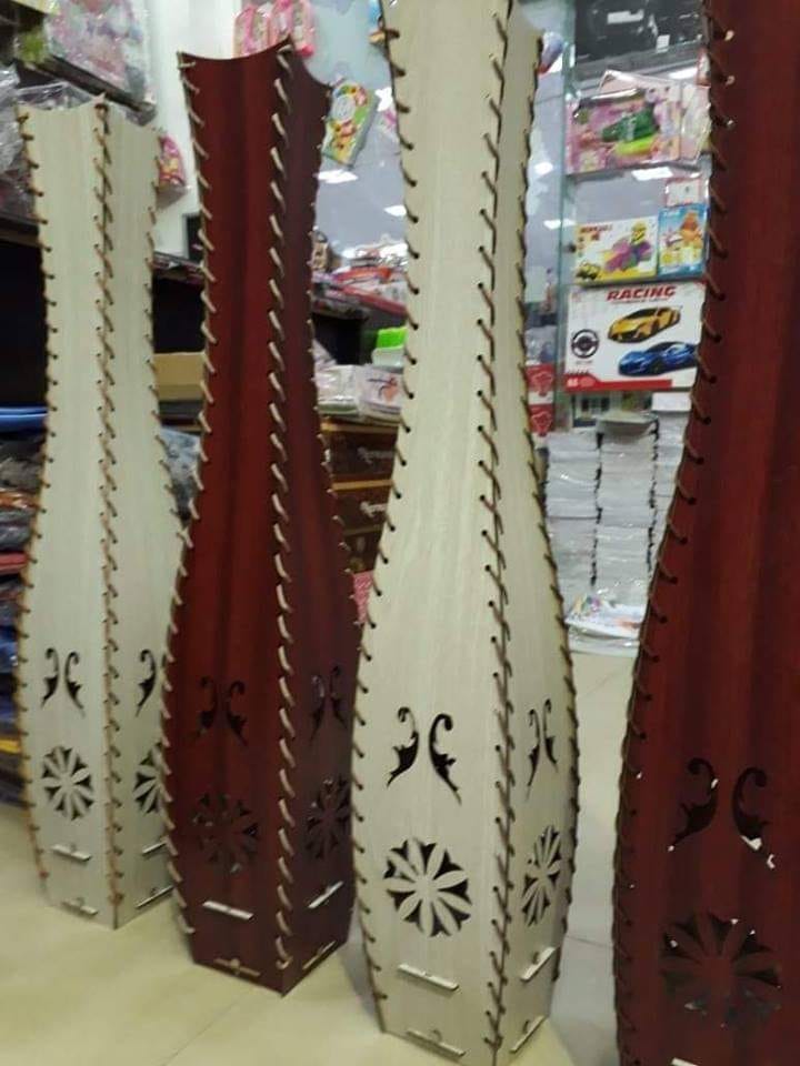 Laser Cut Arabic Style Wooden Flower Vase CDR File