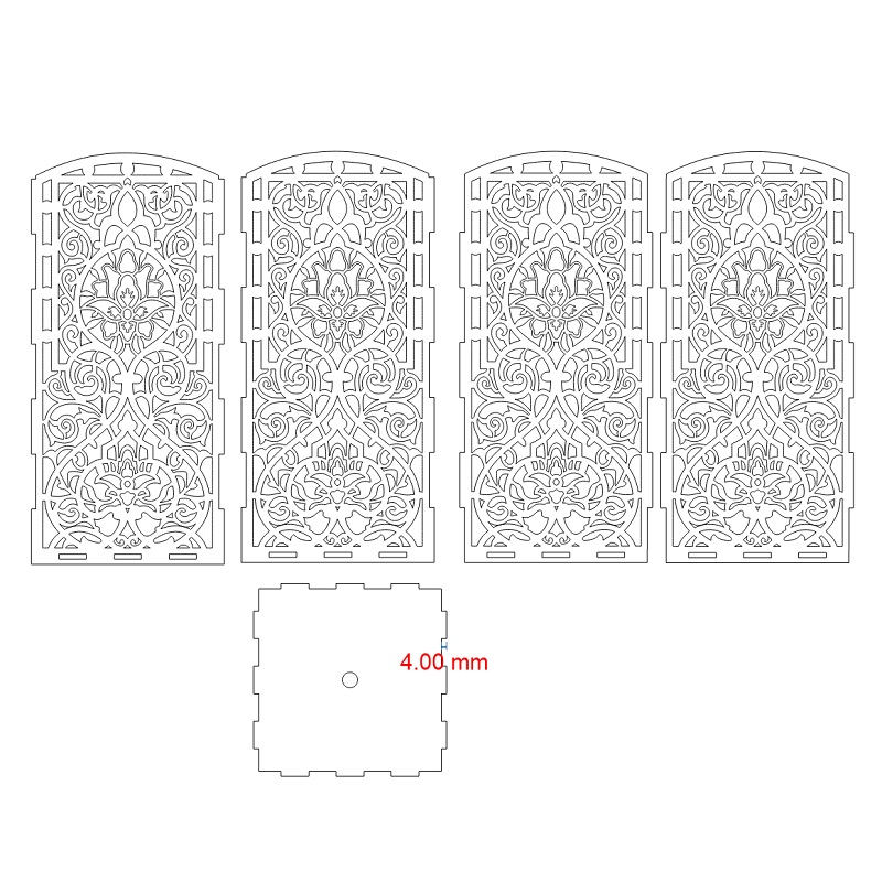 Laser Cut Floral Pattern Wall Mounted Night Light Lamp Vector