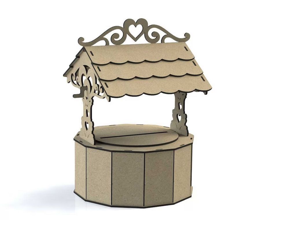 Wooden Wishing Well Card Box Laser Cut File