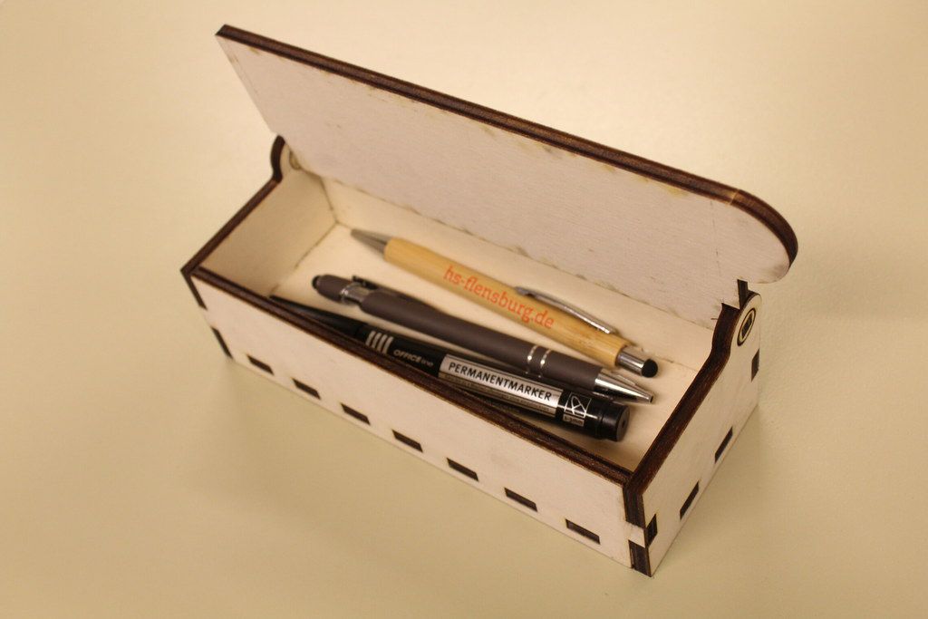 Laser Cut Hinged Lid Pencil Box File