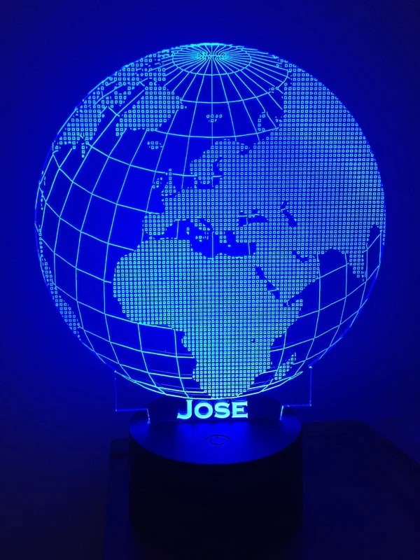 Laser Engraved World Globe 3D Illusion LED Night Light Lamp