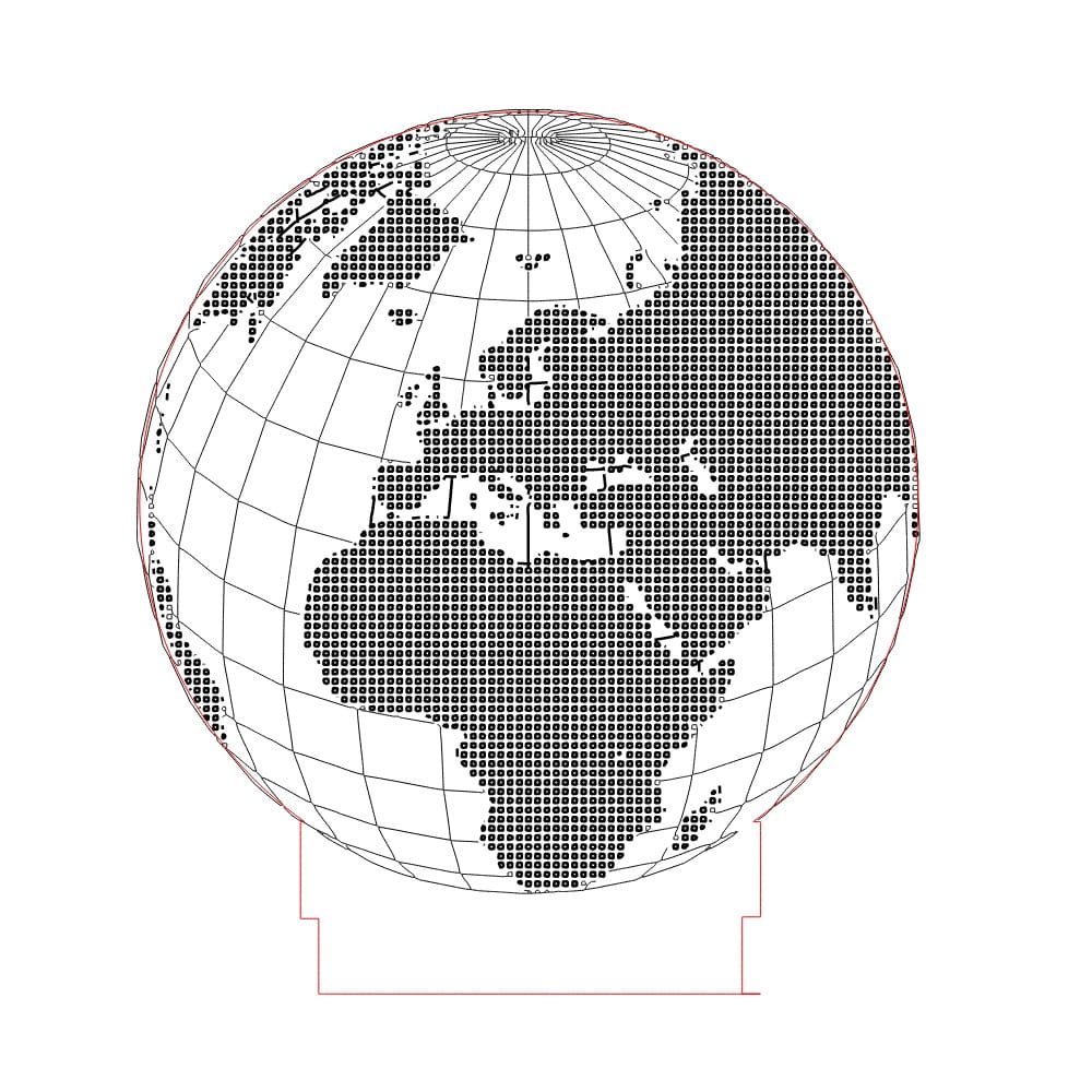 Laser Engraved World Globe 3D Illusion LED Night Light Lamp