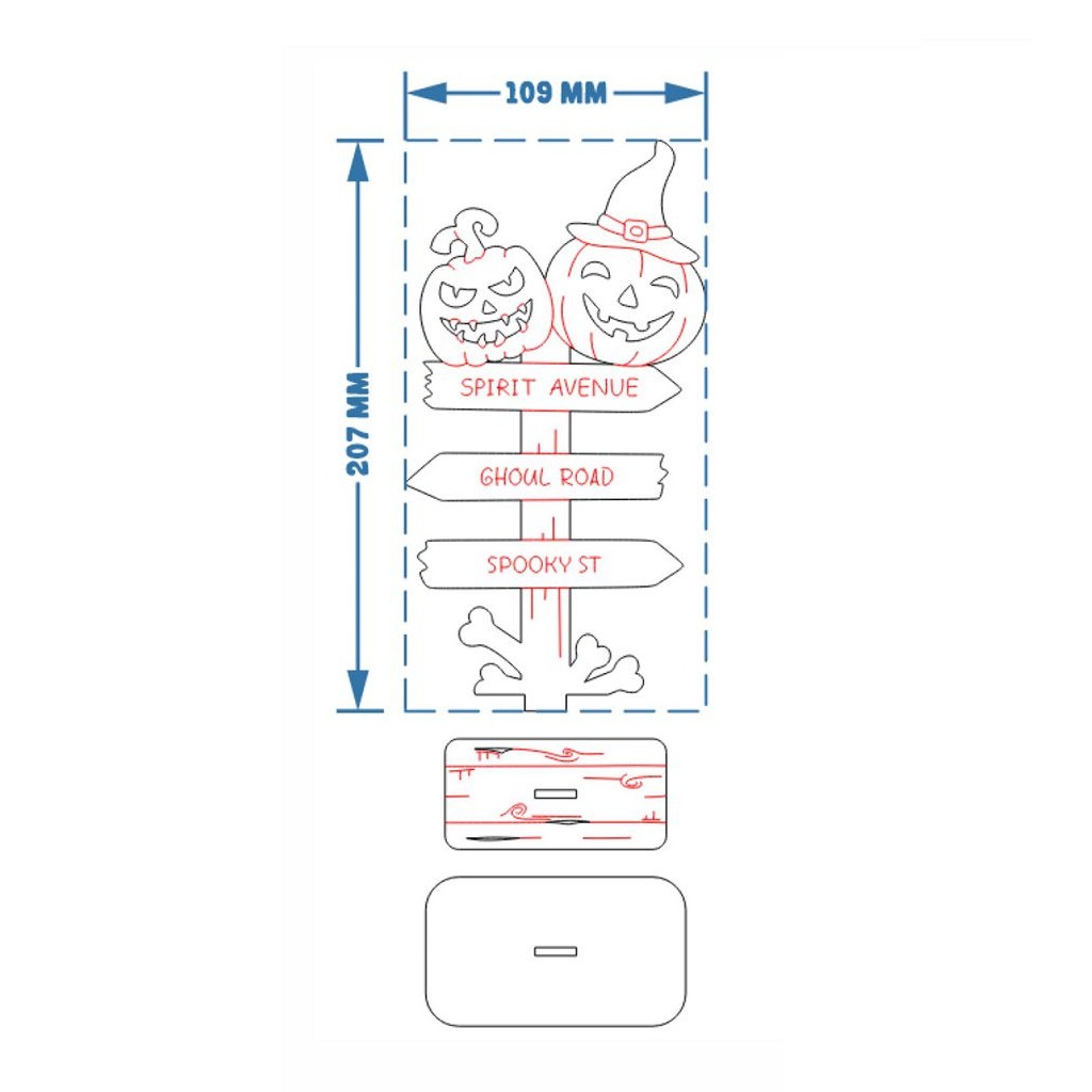 Laser Cut Spooky Pumpkin Halloween Table Sign Vector
