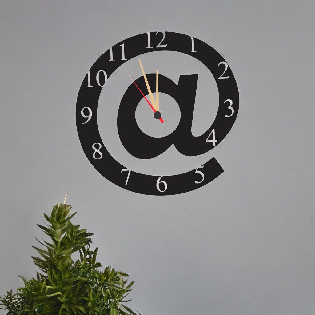 Laser Cut At Sign Wood Wall Clock Vector
