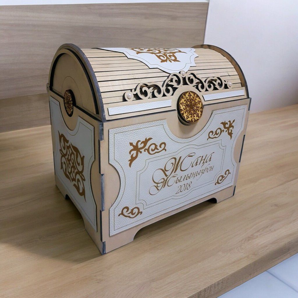 Laser Cut Antique Wooden Sandook Vector