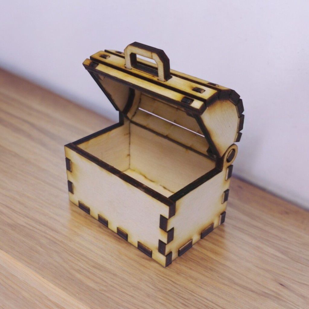 Laser Cut Mini Wooden Treasure Chest Vector