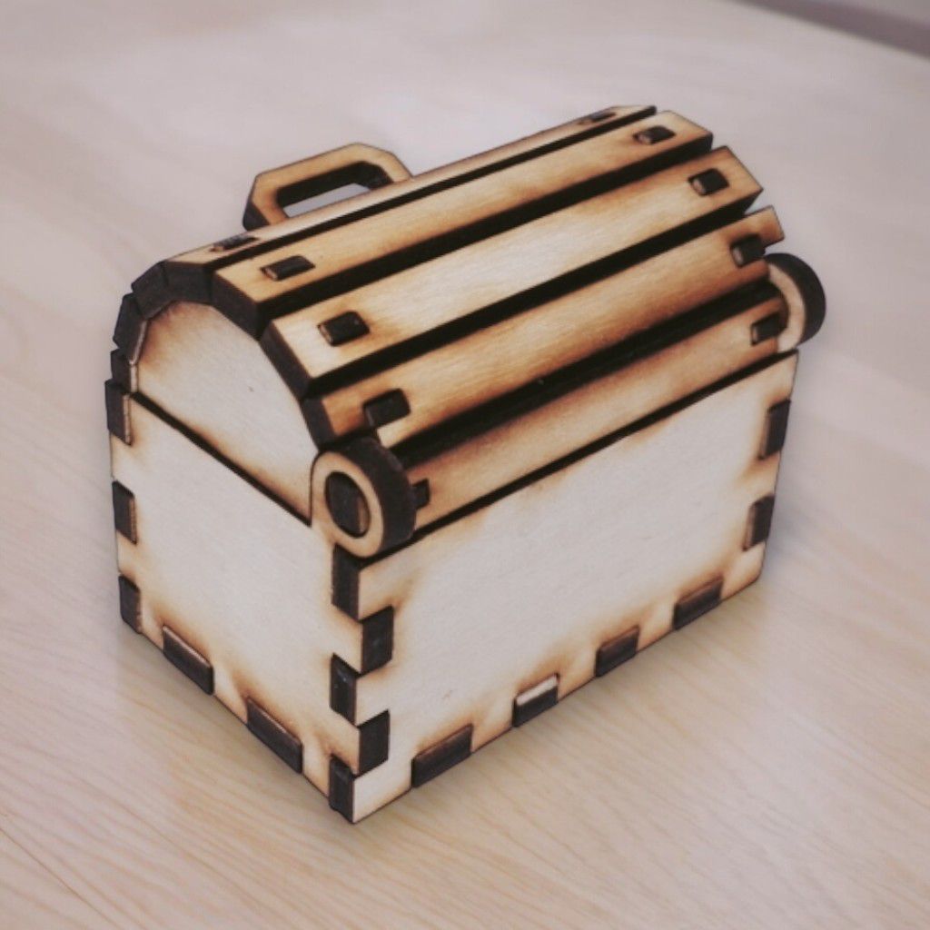 Laser Cut Mini Wooden Treasure Chest Vector