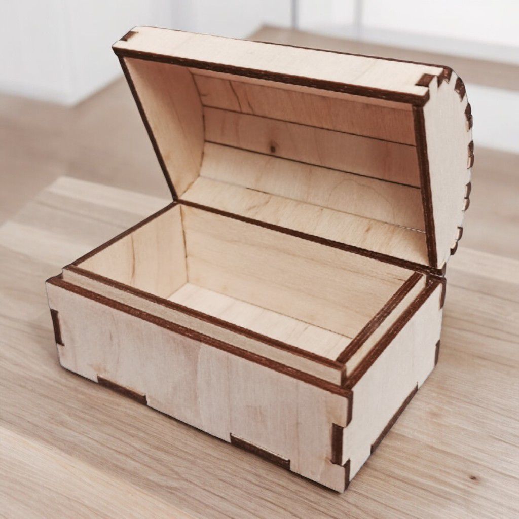 Laser Cut Small Wooden Treasure Chest Box Vector