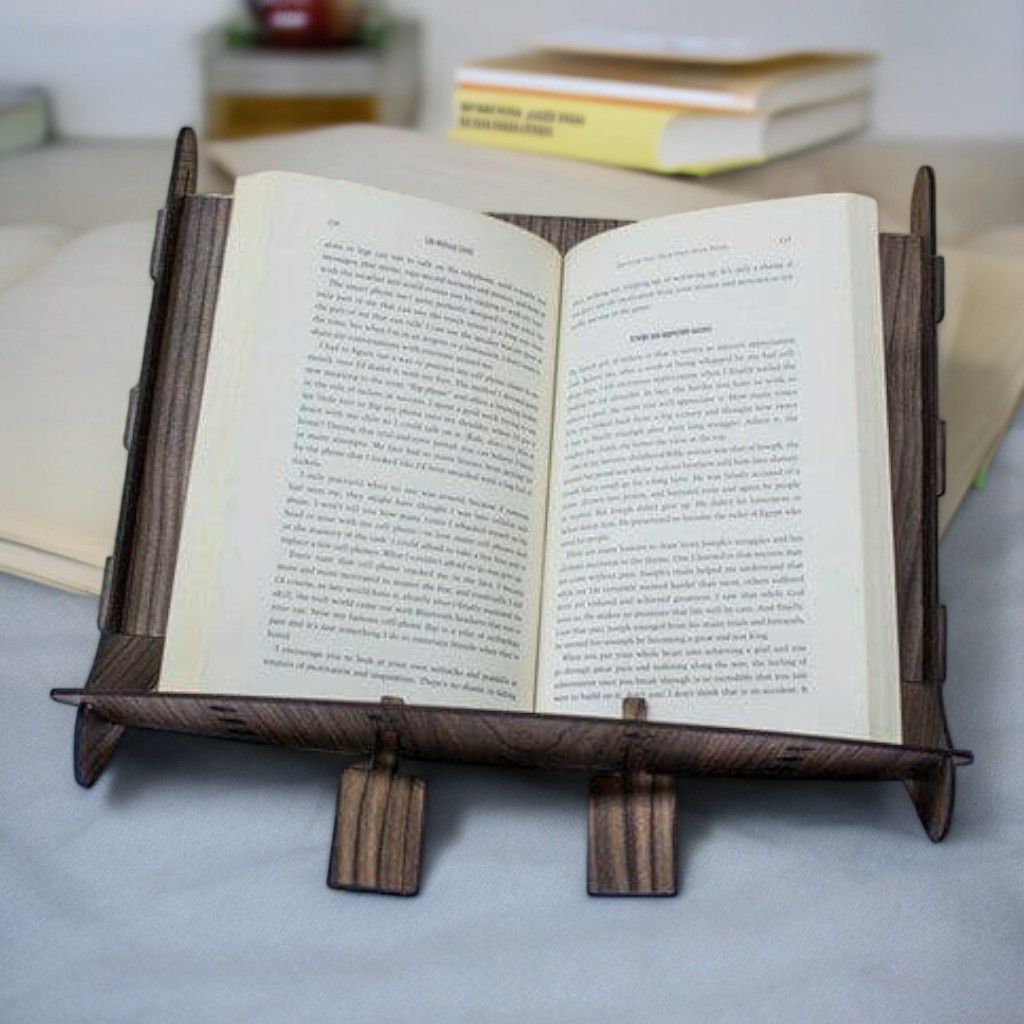 Laser Cut Wooden Book Stand for Reading Vector