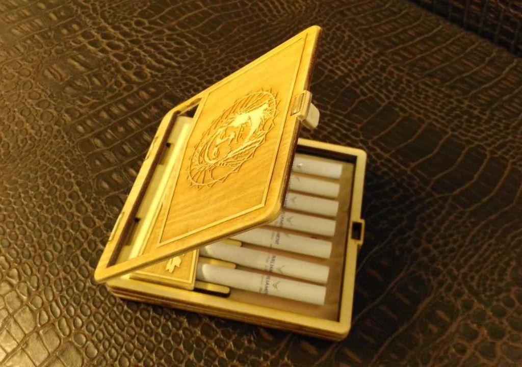 Laser Cut Wooden Cigarette Case Box Vector