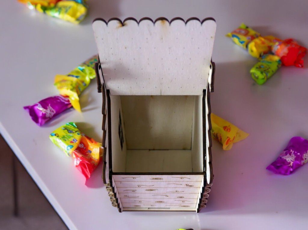 Laser Cut Christmas House Candy Box Vector