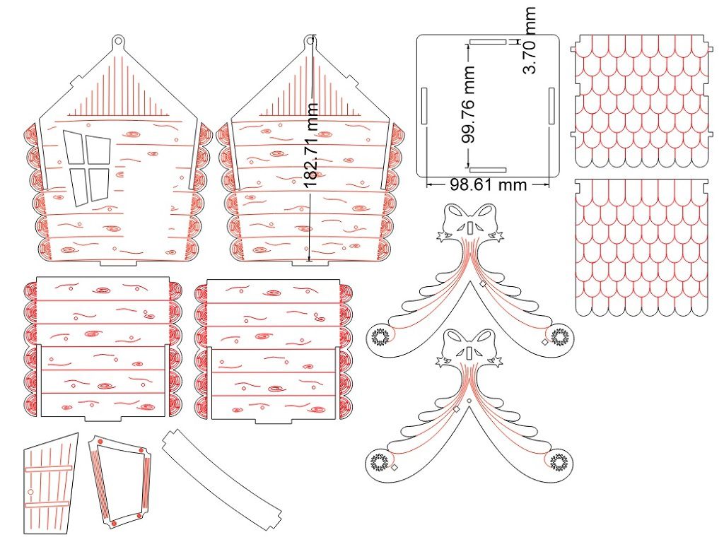 Laser Cut Christmas House Candy Box Vector
