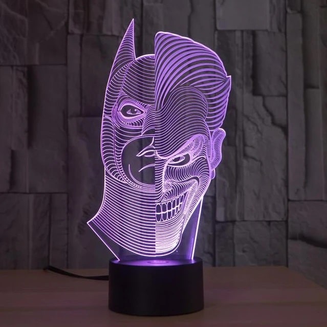 Laser Engraved Batman Joker Half Face 3D Illusion Lamp