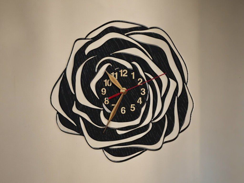 Laser Cut Rose Vinyl Wall Clock Vector