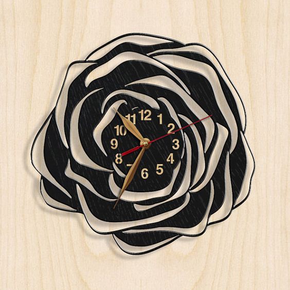 Laser Cut Rose Vinyl Wall Clock Vector