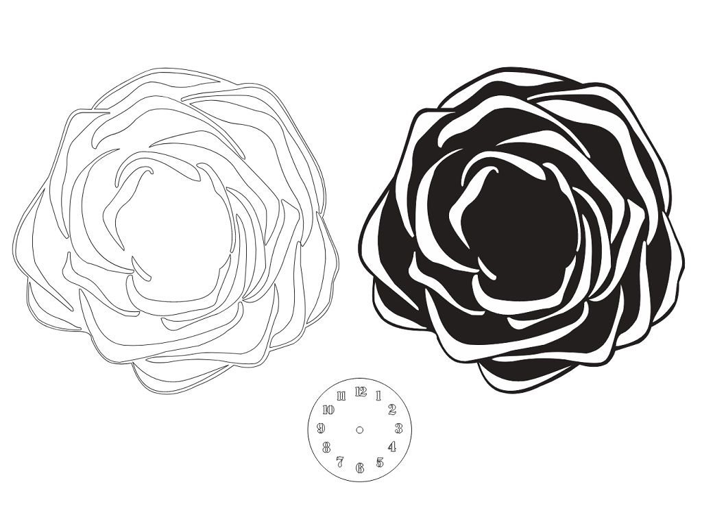 Laser Cut Rose Vinyl Wall Clock Vector