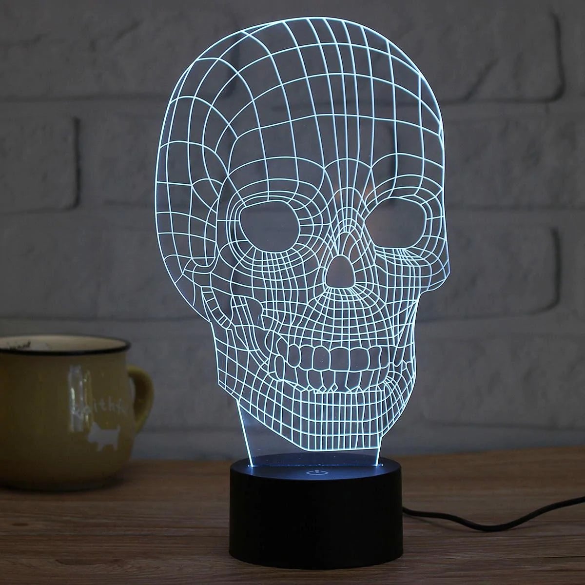 Laser Cut and Engraved Skull 3D Illusion Night Light Lamp