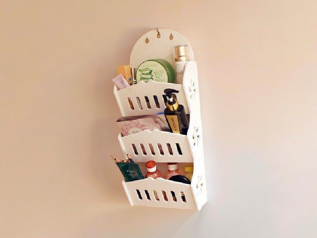 Laser Cut 3 Tier Wooden Rack Shelf for Bathroom Vector