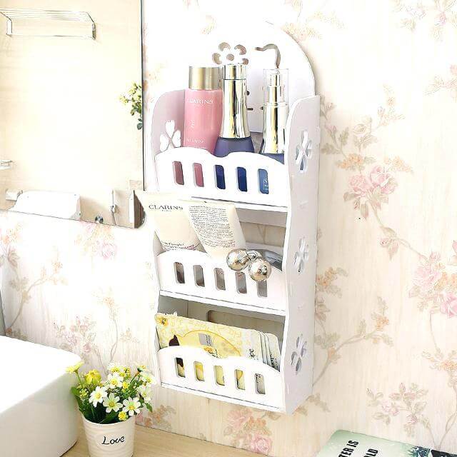 Laser Cut Simple Enclosed Shelf for Tiny Bathroom Vector