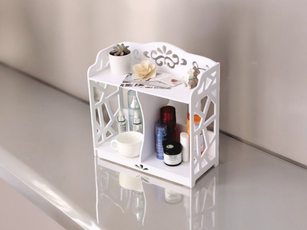 Laser Cut 2 Tier Bathroom Countertop Organizer Vector