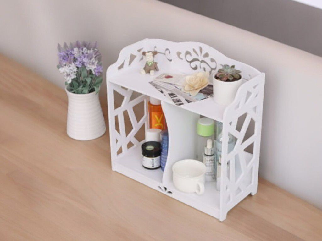 Laser Cut 2 Tier Bathroom Countertop Organizer Vector