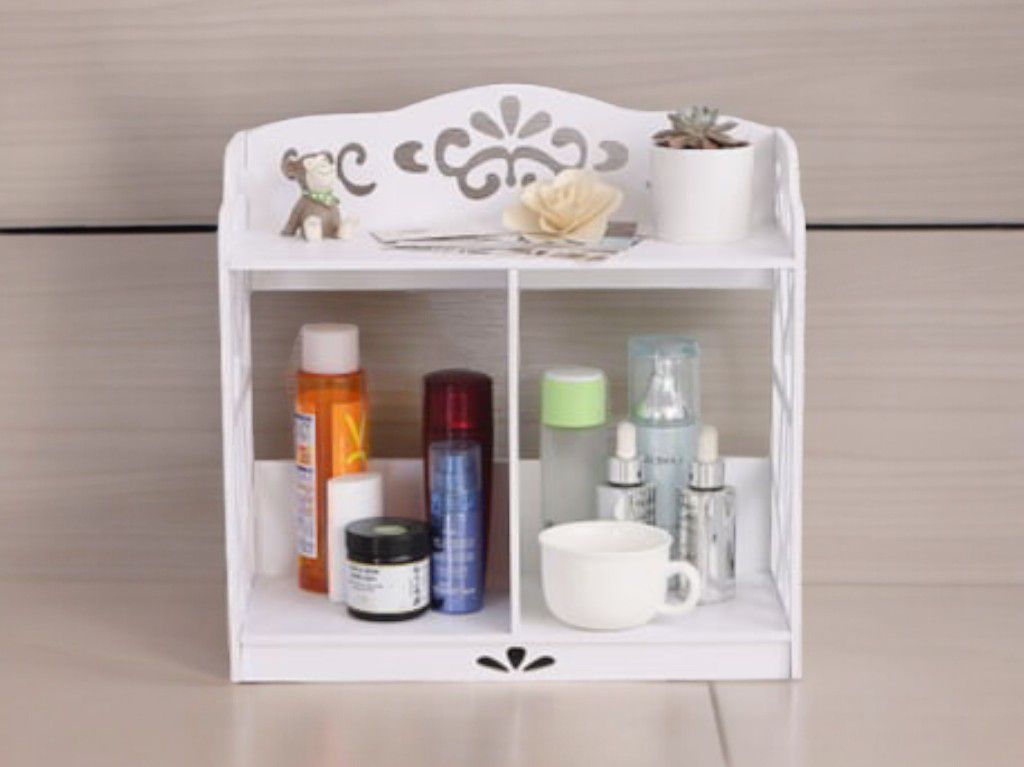 Laser Cut 2 Tier Bathroom Countertop Organizer Vector