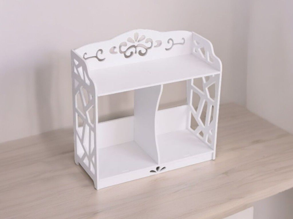 Laser Cut 2 Tier Bathroom Countertop Organizer Vector