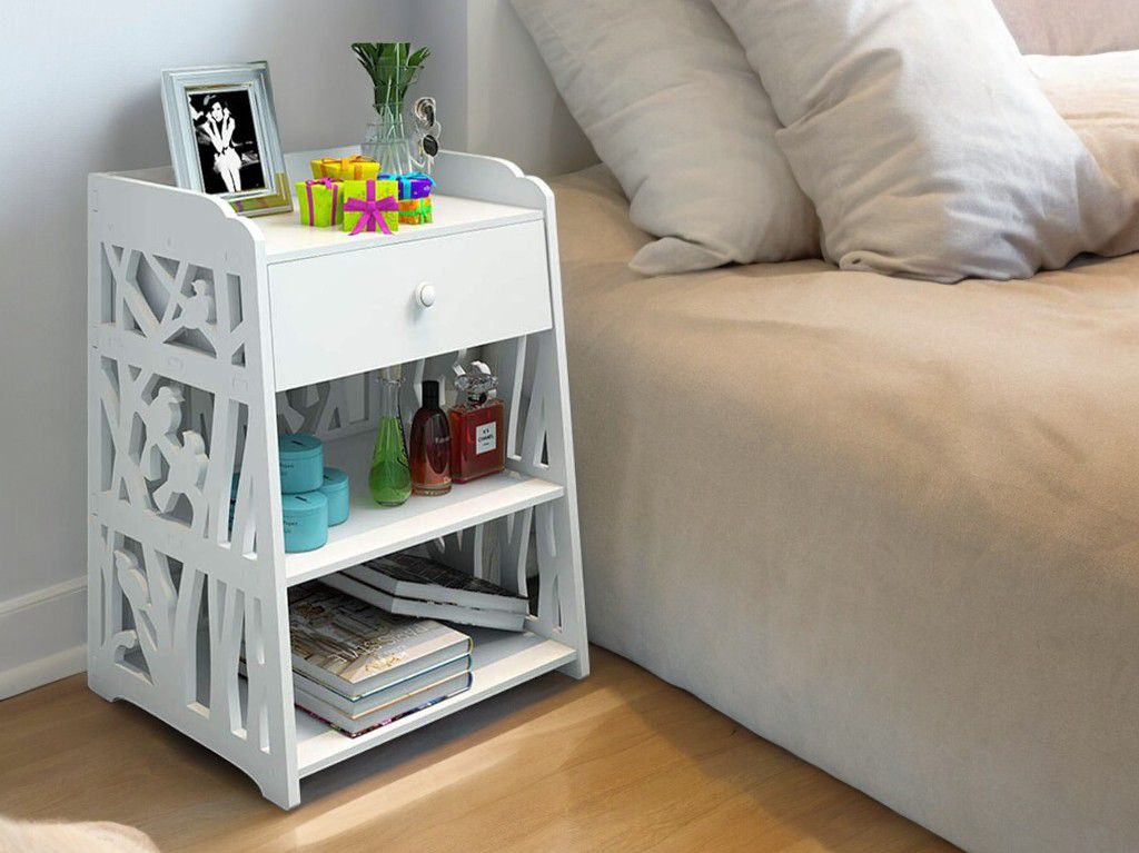 Laser Cut One Drawer Bedside Table Storage Cabinet Vector