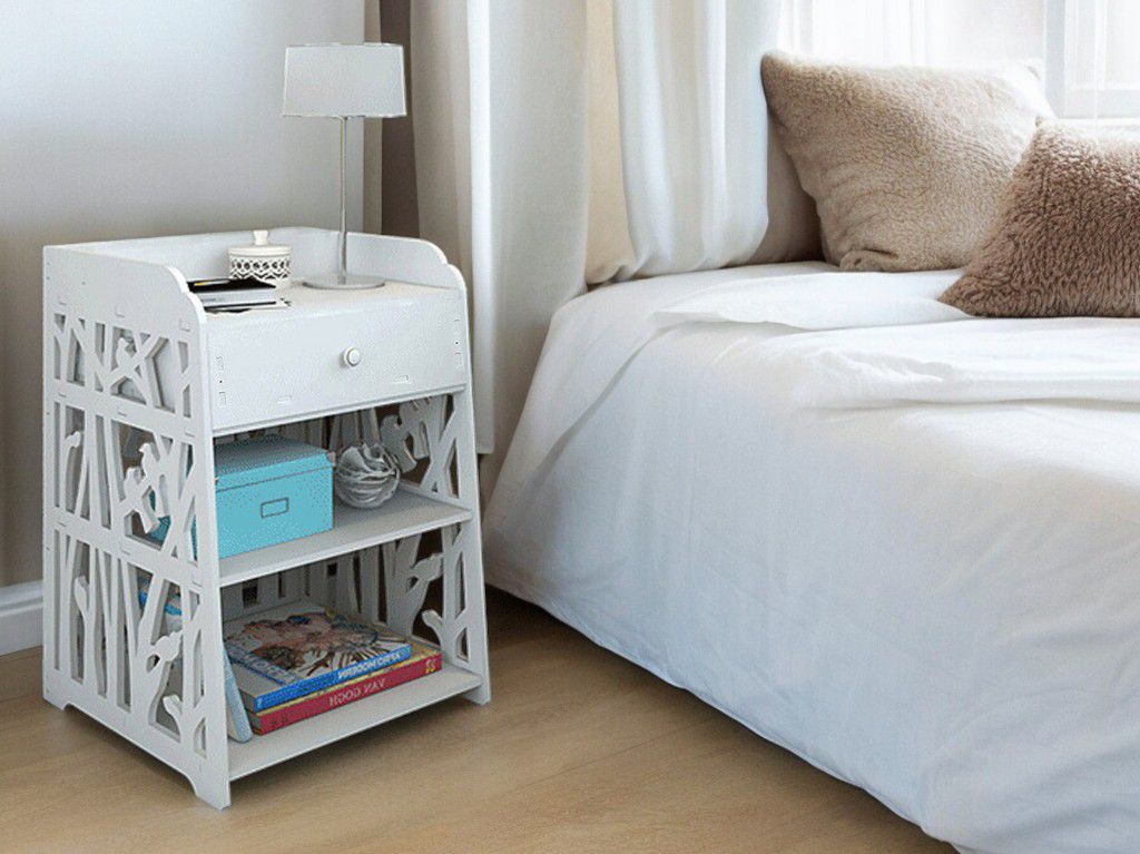 Laser Cut One Drawer Bedside Table Storage Cabinet Vector