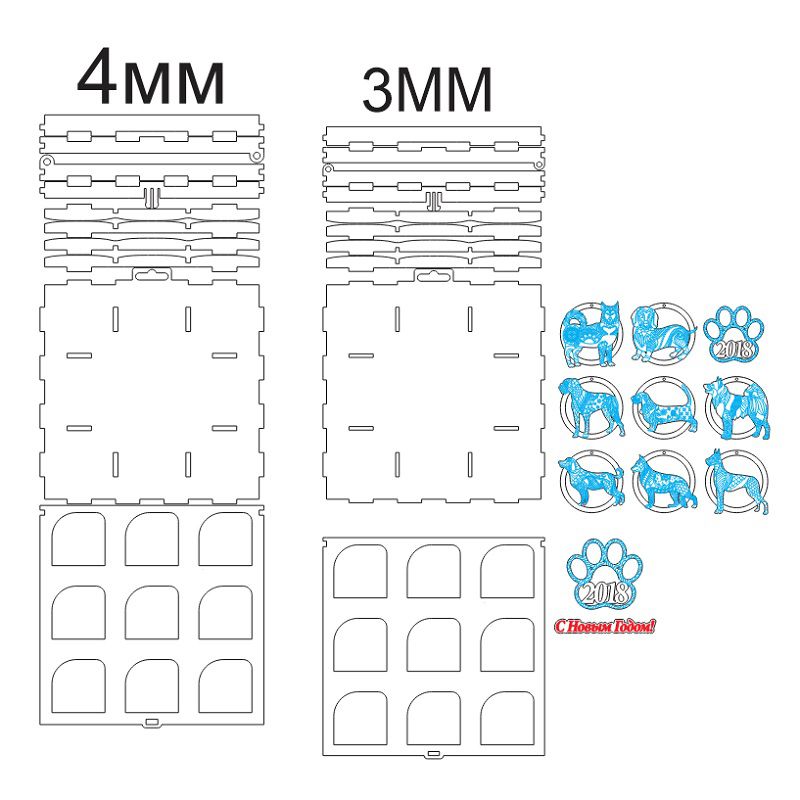 Laser Cut Christmas Tree Toy Box Vector