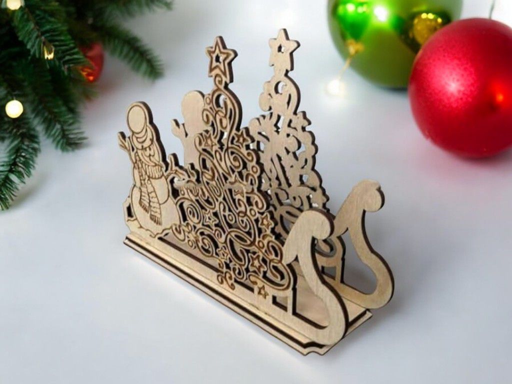 Laser Cut Christmas Napkin Holder Tissue Holder Vector