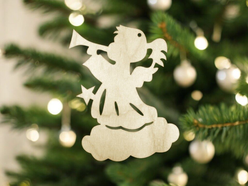 Laser Cut Angel Christmas Tree Ornament Vector