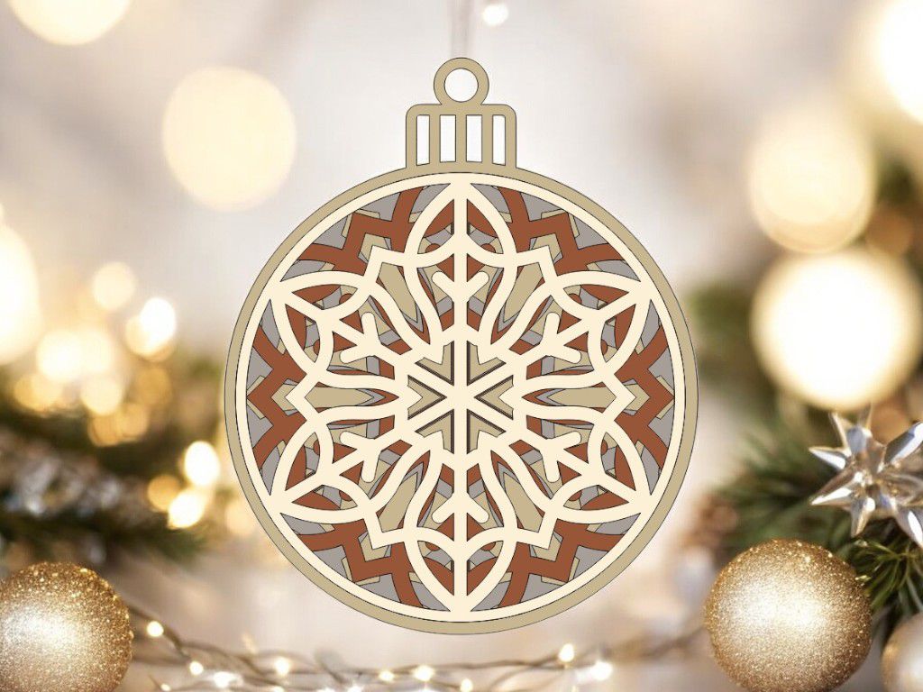 Laser Cut Layered Christmas Tree Ornament Vector