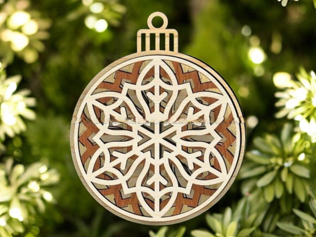 Laser Cut Layered Christmas Tree Ornament Vector