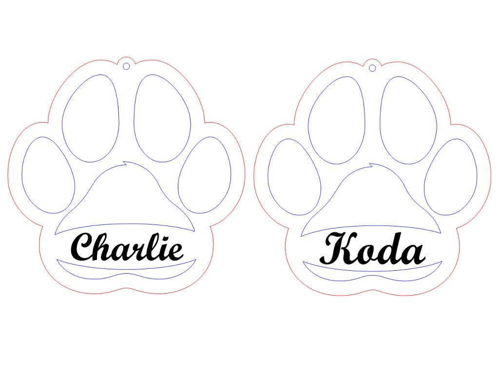 Laser Cut Dog Paw Memorial Christmas Ornament Vector