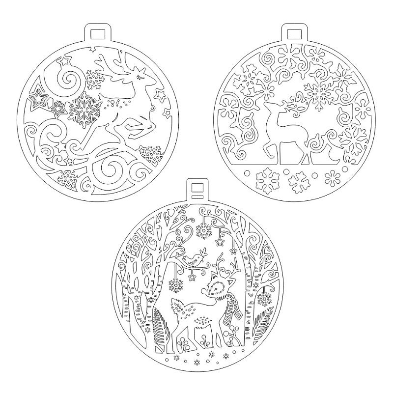 Laser Cut Deer Bauble Christmas Ornaments Vector