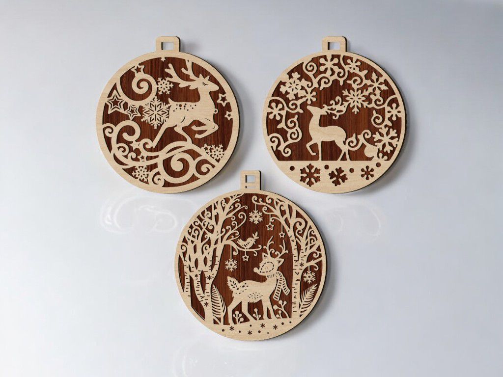 Laser Cut Winter Wonderland Ornament for Christmas Tree Vector