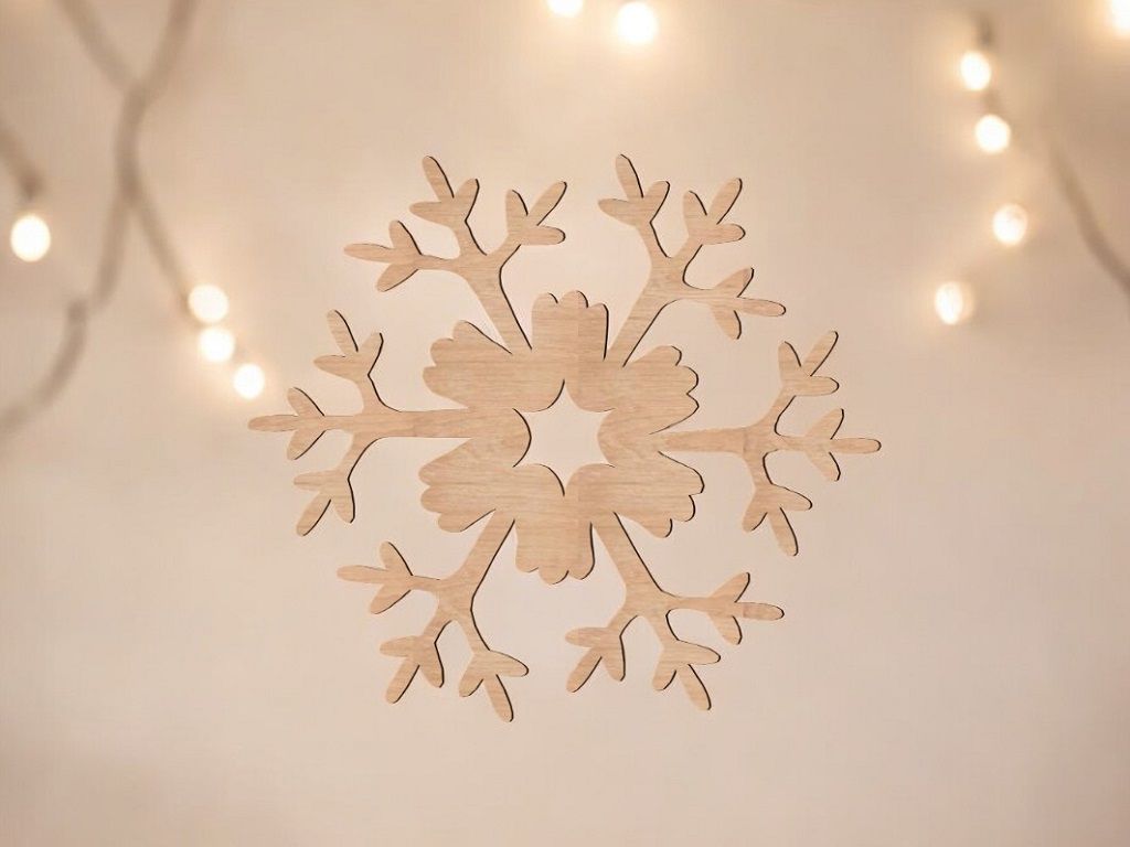 Laser Cut Wooden Snowflake Ornament Vector